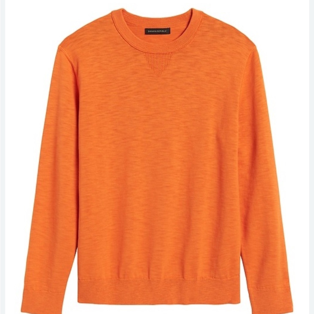 Banana Republic Men's Orange Sweater COTTON CREW-NECK pullover